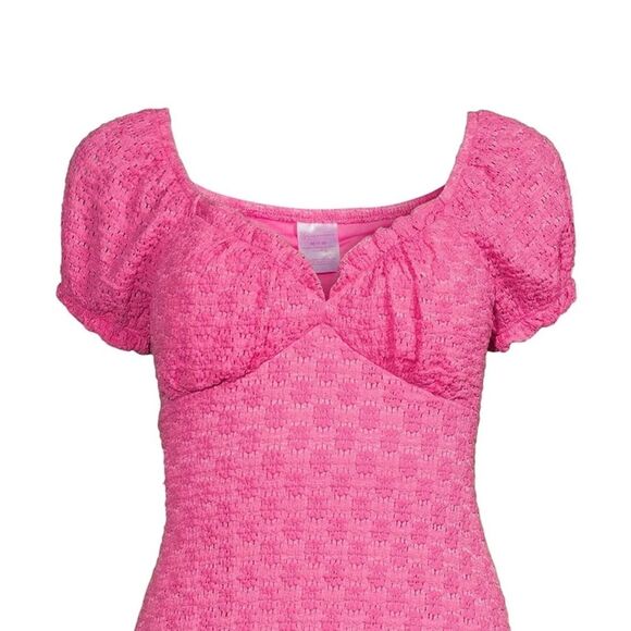 No Boundaries Pink Mid Length Floral Lace Pink Fuchsia Dress Sz M (5-7) - Picture 2 of 5